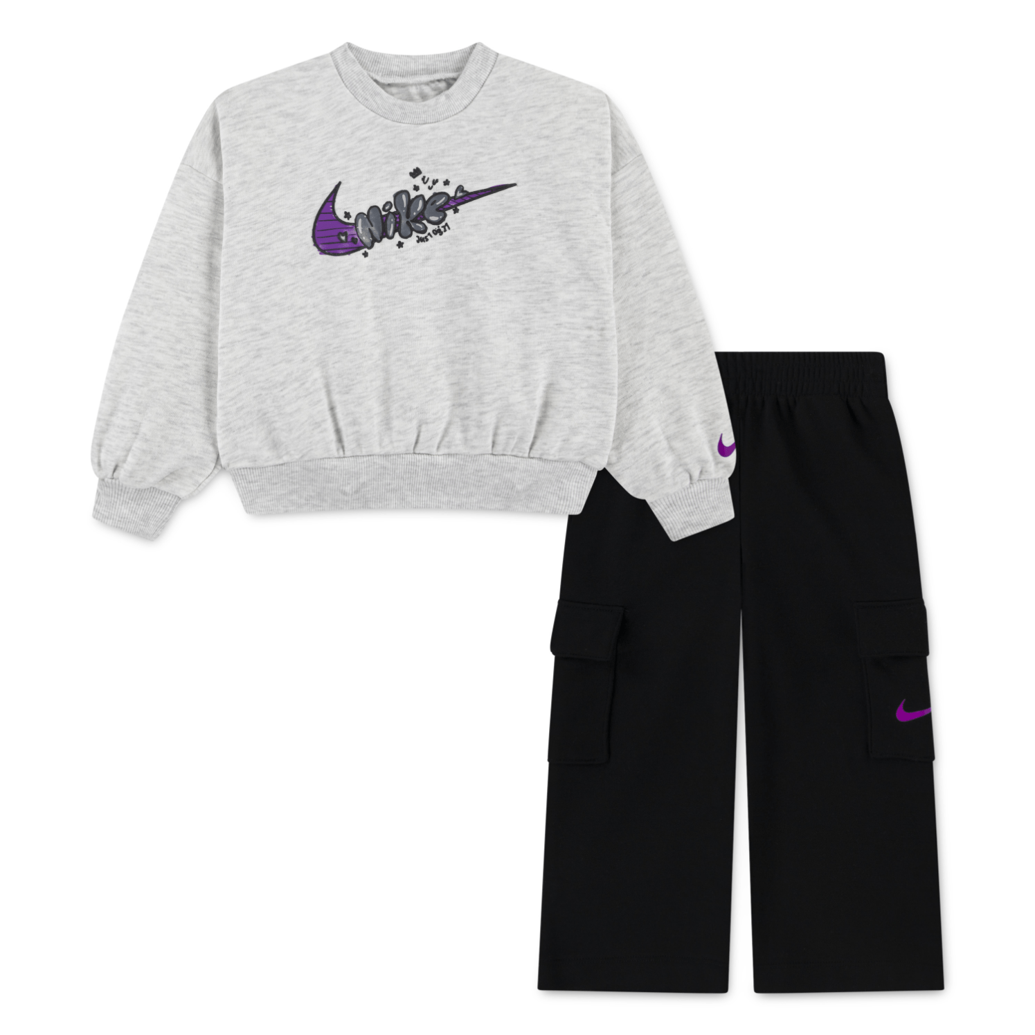 BUZO NIKE KIDS NKG PO CREW CARGO FT PANT SET NIÑA