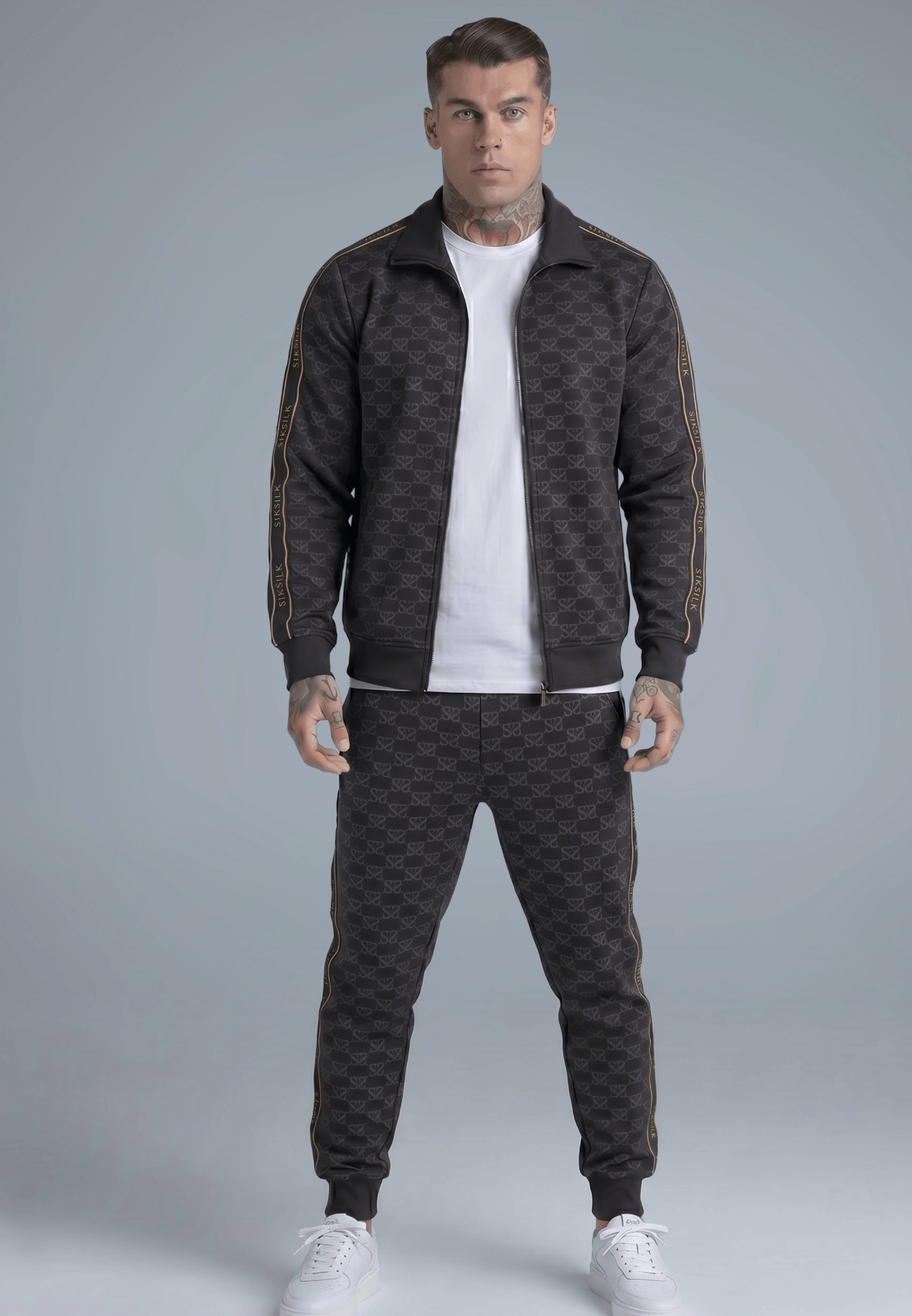 BUZO SIKSILK SET MONOGRAM 1 BLACK/GOLD TAPE HOMBRE