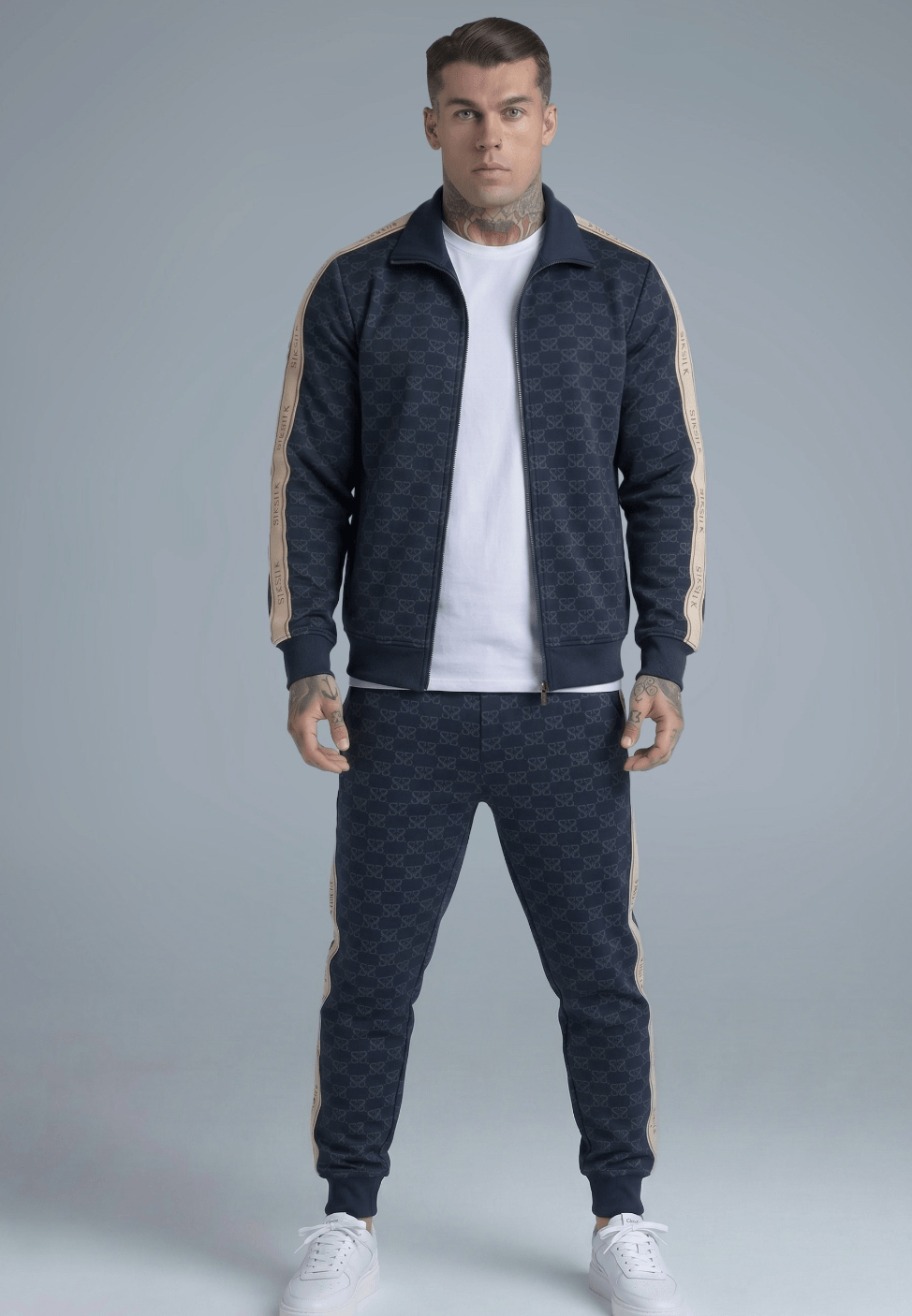 BUZO SIKSILK SET MONOGRAM 2 BLUE TAPE WHITE HOMBRE