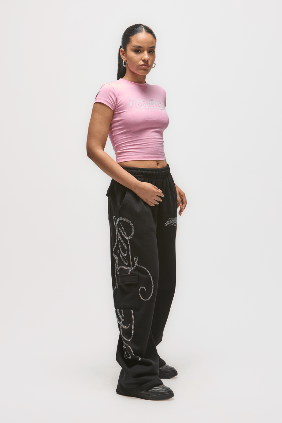 PANTALON WIDE LEG HOODRICH MUJER NEGRO